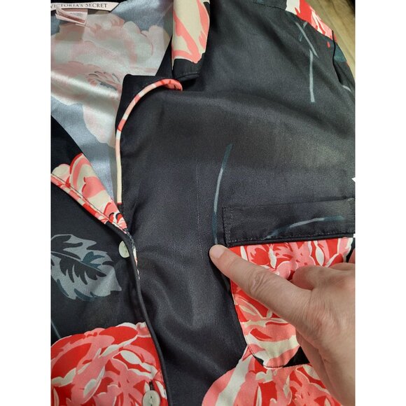 Victoria's Secret Women's SZ LG Satin Floral Romper Lounge Black - Picture 9 of 9